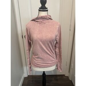 Free People Movement Good Karma Eyelet Hoodie Pink Wash Top M/L Athleisure